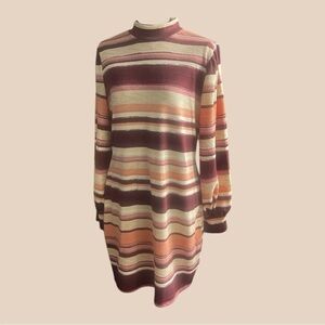 Chic Almost Famous Colorful Striped Dress Burgundy and Peach
Juniors Sz 2Xl